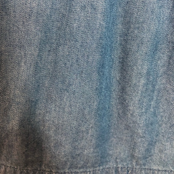 Ann Taylor Loft spring summer top off the shoulder blue chambray denim blouse XS - Picture 10 of 11